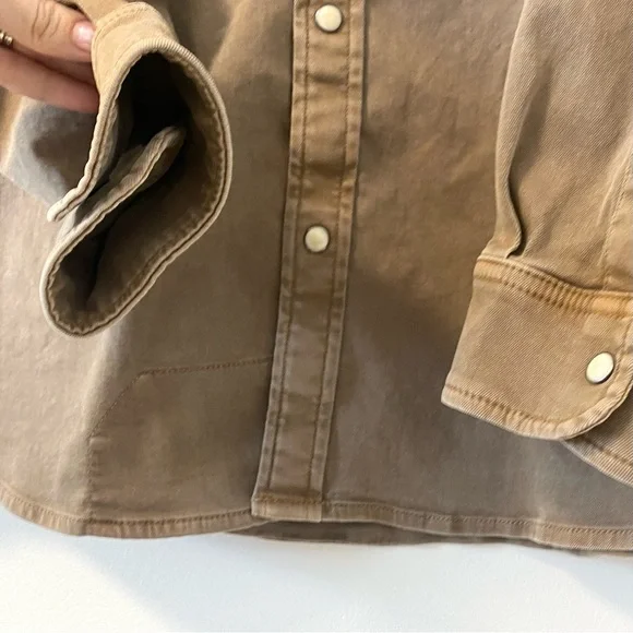 Poncho Cotulla Performance Denim Western Pearl Snap Shirt BrownWorkwear Outdoors - Picture 10 of 13